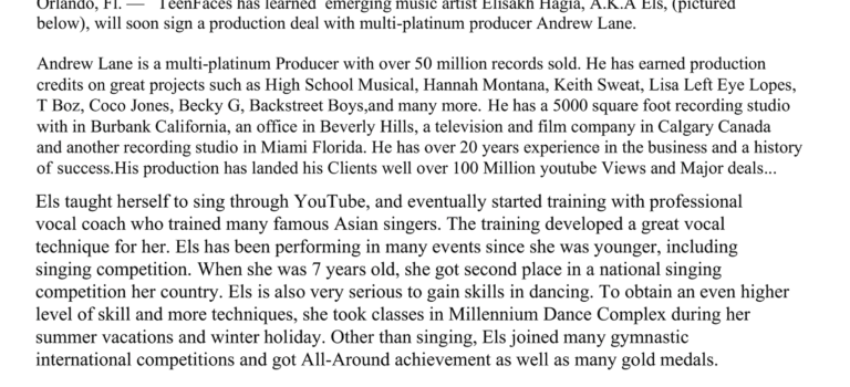 Worldwide Press Release ” INDONESIAN MUSIC ARTIST SOON TO SIGN WITH MULTI-PLATINUM AMERICAN PRODUCER “